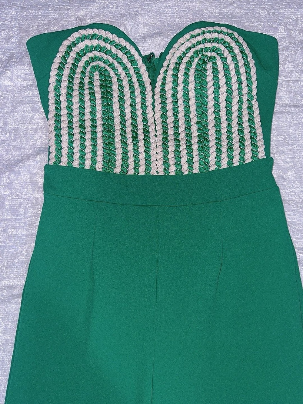 Green Strapless jumpsuit with White Rope Detail